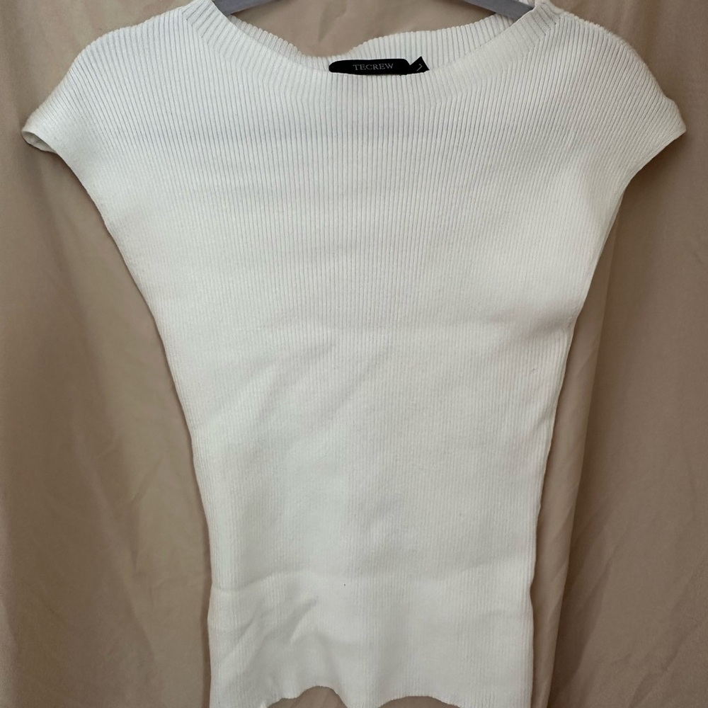 White Ribbed Knit Top